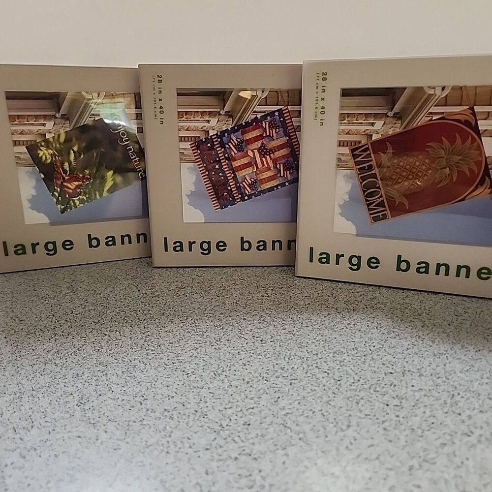 Large Yard Flag/Banner - LOT OF THREE - Size 28" x 40" - durable polyester